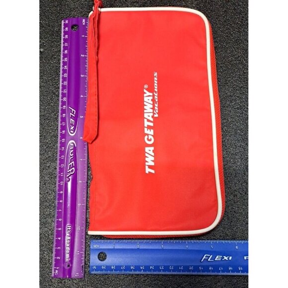 VTG TWA Airlines Getaway Vacations Document/Amenity Bag Wristlet 10x6" Zippered - Picture 10 of 12